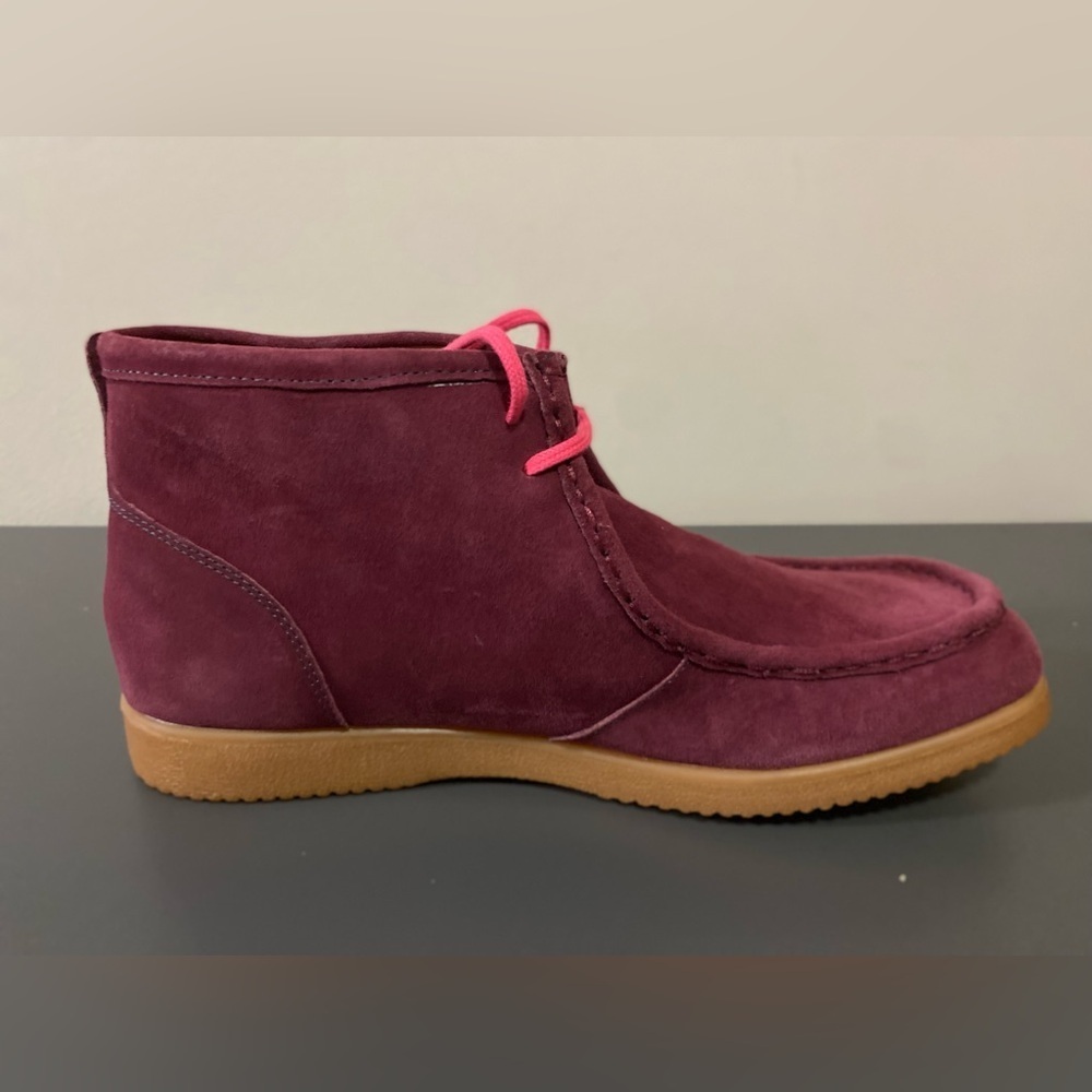 NWOT Hush Puppies Mens Bridgeport Wine Red Suede Chukka Boots US Size 13 - Picture 7 of 14